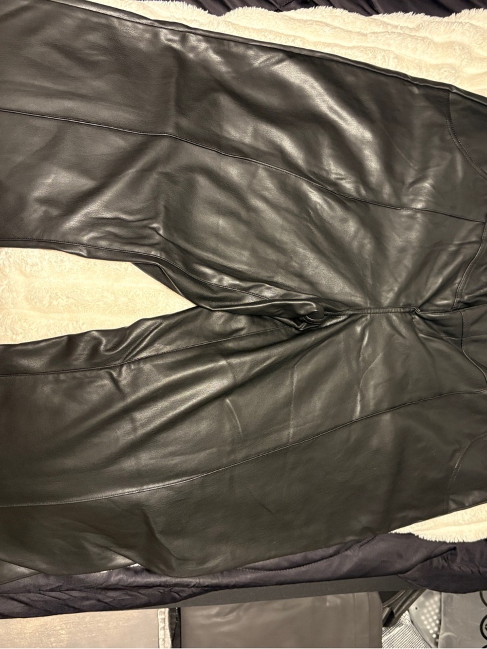 PrettyLittleThing Plus Black Faux Leather Trousers